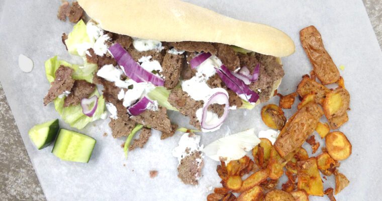 Slow Cooked Gyro (with Pita Bread, Tzatziki and Potato Skin Fries)