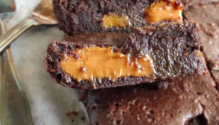 Caramel Fudge Spelt Brownies (the gooiest, fudgiest ever)