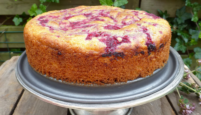 Spelt Raspberry Sponge Cake (reduced sugar, low fat)