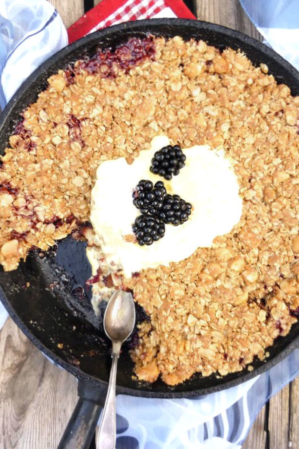 Skillet Blackberry Apple Oat Crunch with Salted Macadamia