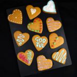 a picture of heart shaped pepparkakor with different decoration