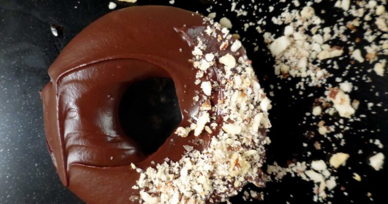 Chocolate Cake Doughnuts with Dark Chocolate Ganache (Adaptable)