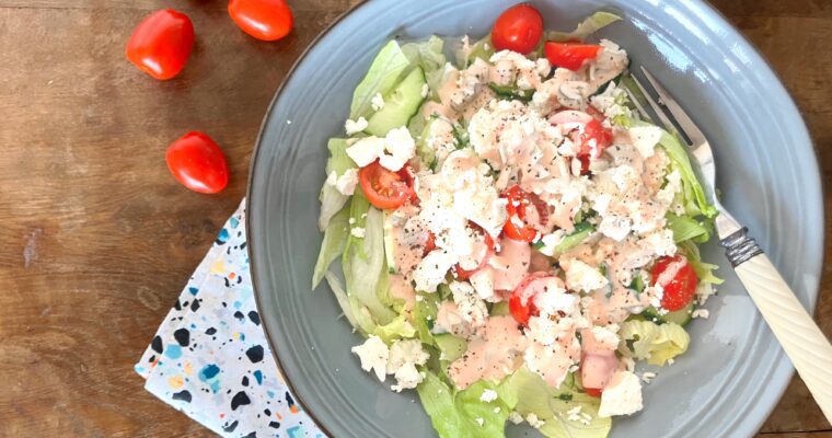Simple Feta Cheese Salad with a Marie Rose Dressing