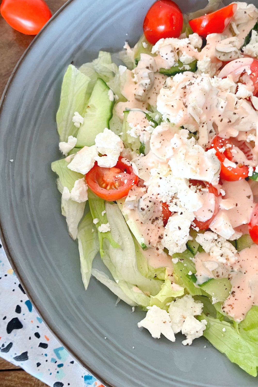 Simple Feta Cheese Salad with a Marie Rose Dressing