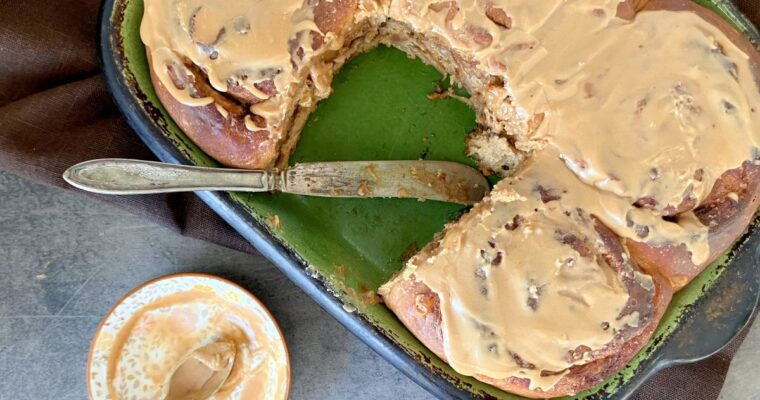 Coffee Cinnamon Spelt Buns with Coffee Icing