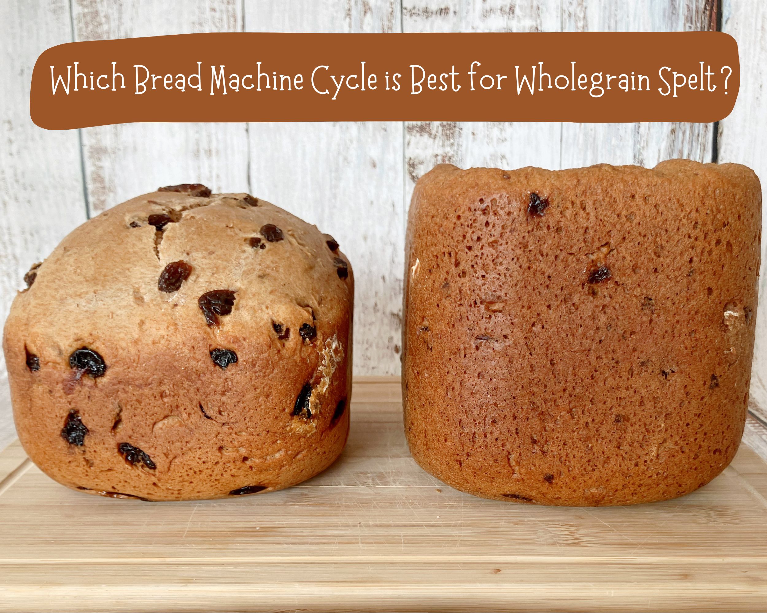 side by side picture of two loaves of wholegrain spelt bread