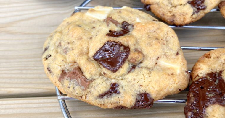 Triple Chocolate Chunk Spelt Cookies